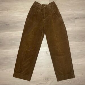 Vintage Y2K Liz Claiborne Brown Corduroy Pants Size Medium Elastic Waist Cotton